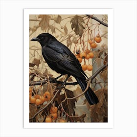 Dark And Moody Botanical Cowbird 2 Art Print