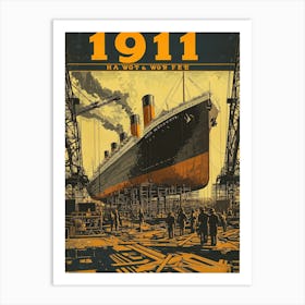 Aihrgdesign A Vintage Engineering Poster Showing The Titanic 2 Art Print