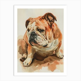 Bulldog Watercolor Painting 3 Art Print