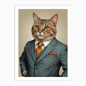 Business Cat 3 Art Print