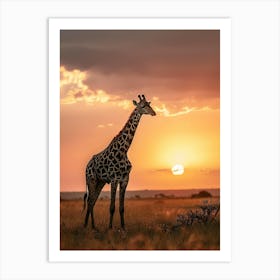 Sunset Giraffe 1 Art Print