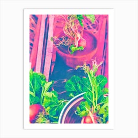 Radish Risograph Retro Poster vegetable Art Print