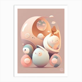 Phase Kawaii Kids Space Art Print