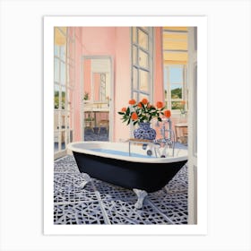 A Bathtube Full Of Carnation In A Bathroom 4 Art Print