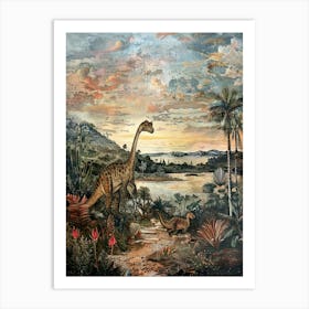 Dinosaur By The Sea Painting 4 Art Print