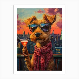 City Dog At Rooftop Bar 3 Art Print