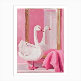 Swans In The Mirror 1 Art Print