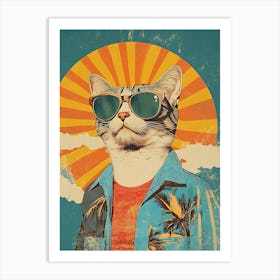 Vintage Retro Poster Cool Cat 5 Art Print