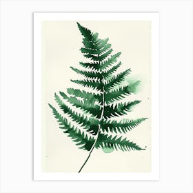 Green Ink Painting Of A Autumn Fern 1 Art Print