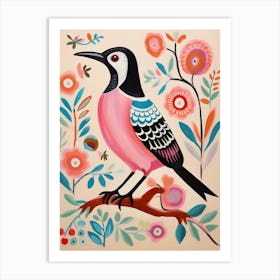 Pink Scandi Magpie 6 Art Print