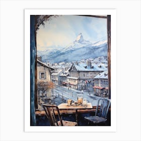 Winter Cityscape Chamonix France 3 Art Print