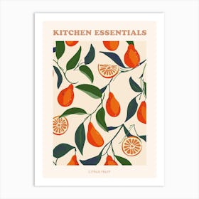 Citrus Fruit On A Branch Pattern Poster 3 Art Print