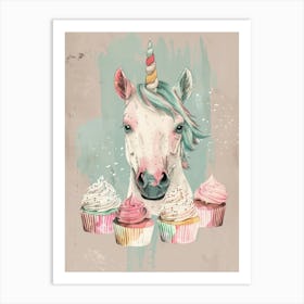 Pastel Unicorn Cupcake Style Collage Art Print