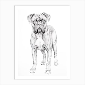 Boxer Dog, Line Drawing 6 Art Print