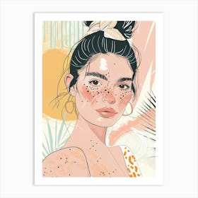 Illustration Of A Girl With Freckles Art Print