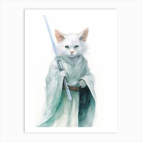 Turkish Angora Cat As A Jedi 4 Art Print