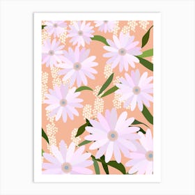 Playful Daisies | 03 - Lilac And Orange Floral Art Print