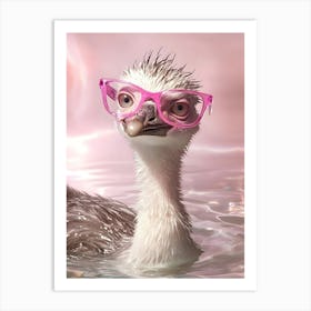 Ostrich In Pink Glasses Art Print