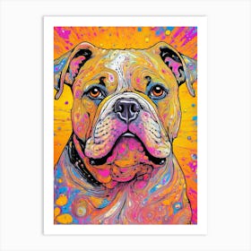 Colourful Bulldog Portrait Art Print