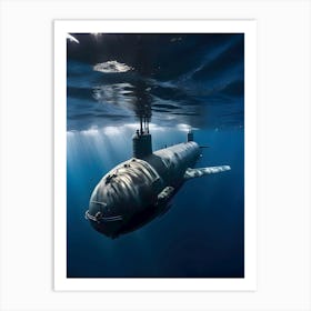 Submarine In The Ocean-Reimagined 16 Art Print