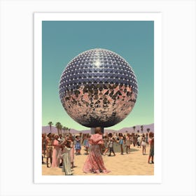 Giant Disco Ball Party In The Desert 3 Art Print
