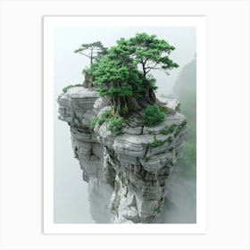 Tree On A Cliff Art Print