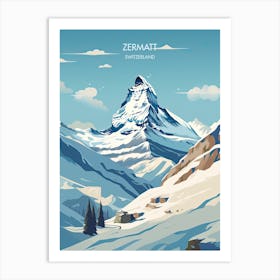Poster Of Zermatt   Switzerland, Ski Resort Illustration 1 Art Print