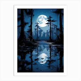 Full Moon In The Swamp Art Print