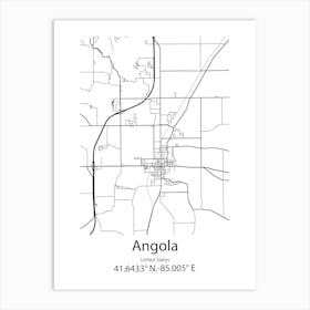 Angola,United States Minimalist Map Art Print