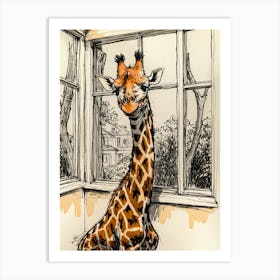 Default Draw Me A Giraffe With A Telescopic Neck Peeking Into 0 Art Print