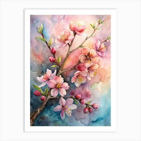 Hand Painted Cherry Blossom Artwork Nature's Beauty Art Print