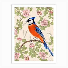 Blue Jay William Morris Style Bird Art Print