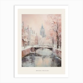 Dreamy Winter Painting Poster Bruges Belgium 3 Art Print