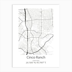 Cinco Ranch,United States Minimalist Map Art Print