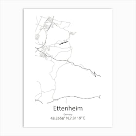 Ettenheim,Germany Minimalist Map Art Print