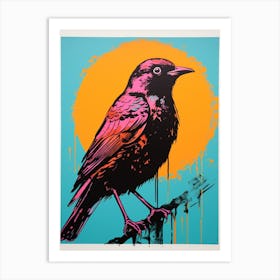 Andy Warhol Style Bird Blackbird 1 Art Print