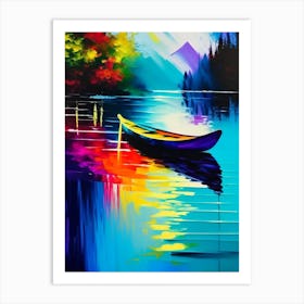 Kayak On Lake Water Waterscape Bright Abstract 1 Art Print