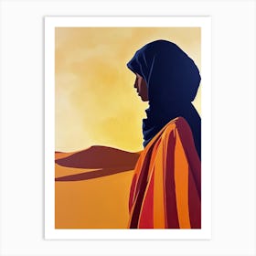 Woman In The Desert, Arabian Art Print