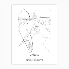 Velaux,France Minimalist Map Art Print