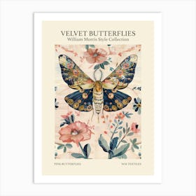 Velvet Butterflies Collection Pink Butterflies William Morris Style 4 Art Print