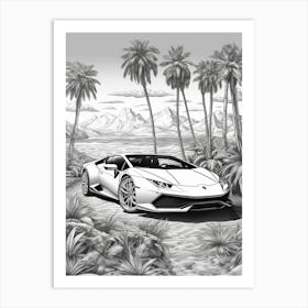 Lamborghini Huracan Tropical Line Drawing 4 Art Print