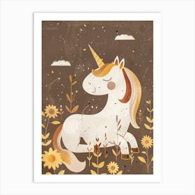 Unicorn In A Sunflower Field Muted Pastels 3 Art Print