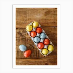 Easter Eggs On Wooden Table 2 Art Print