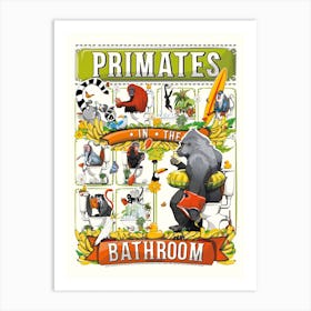 Primates In The Bathroom Art Print