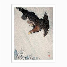 Eagle Flying In Snow, Ohara Koson Art Print