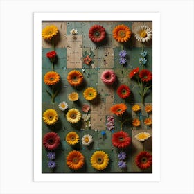 Flowers On A Board Art Print