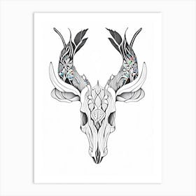 Animal Skull Line 2 Drawing Art Print