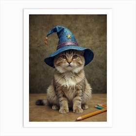 Cat In A Wizard Hat Art Print