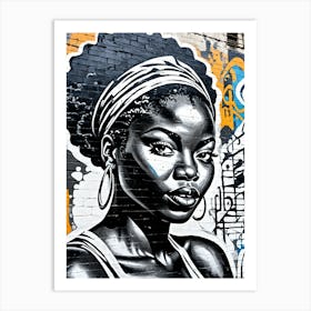 Vintage Graffiti Mural Of Beautiful Black Woman 101 Art Print