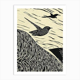 Chimney Swift 2 Linocut Bird Art Print